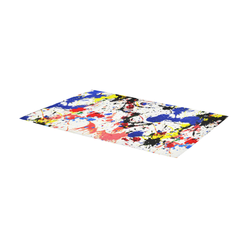 Blue and Red Paint Splatter Area Rug 7'x3'3''