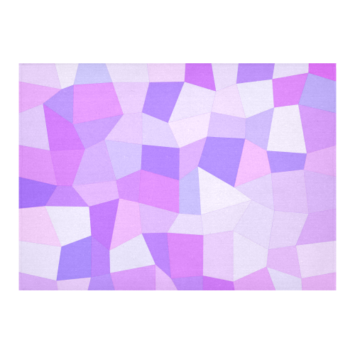 Bright Purple Mosaic Cotton Linen Tablecloth 60"x 84"