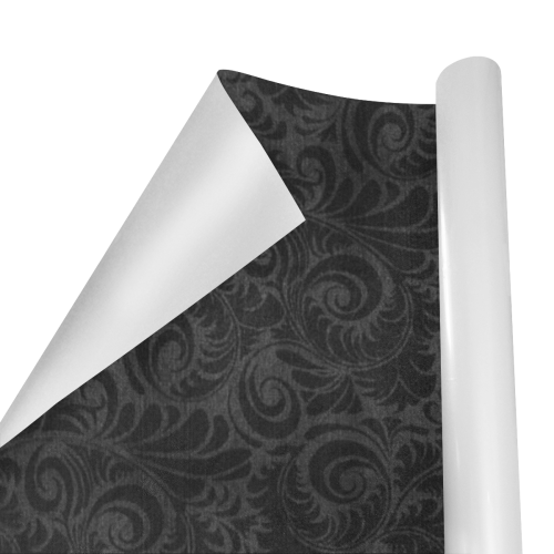 Denim, vintage floral pattern, black grey bohemian Gift Wrapping Paper 58"x 23" (5 Rolls)