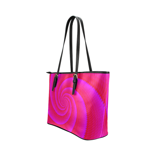 Pink spiral Leather Tote Bag/Large (Model 1651)