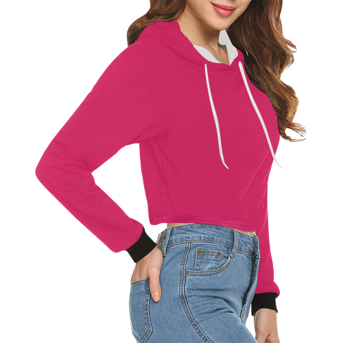 color ruby All Over Print Crop Hoodie for Women (Model H22)