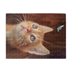 Orange Tabby And Butterfly A3 Size Jigsaw Puzzle (Set of 252 Pieces)