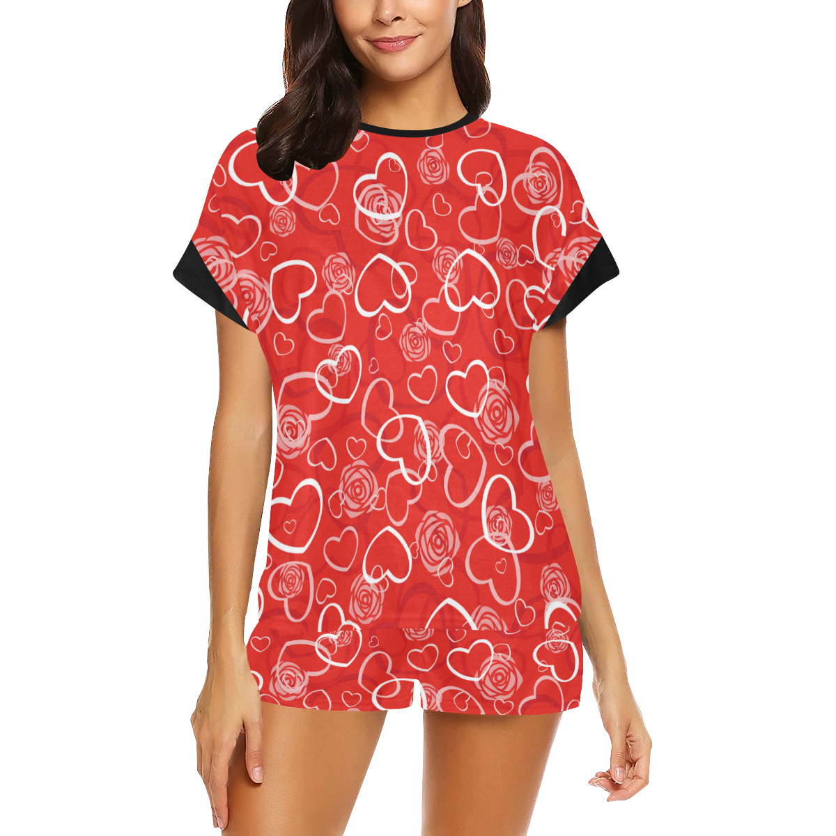 LITTLE RED HEARTS Women's Short Pajama Set