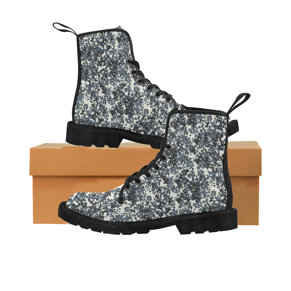 Urban City Black/Gray Digital Camouflage Martin Boots for Men (Black) (Model 1203H)