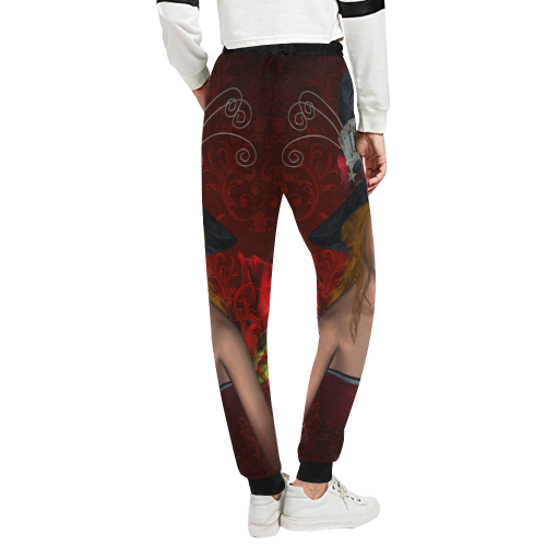 Beautiful steampunk lady, awesome hat Unisex All Over Print Sweatpants (Model L11)