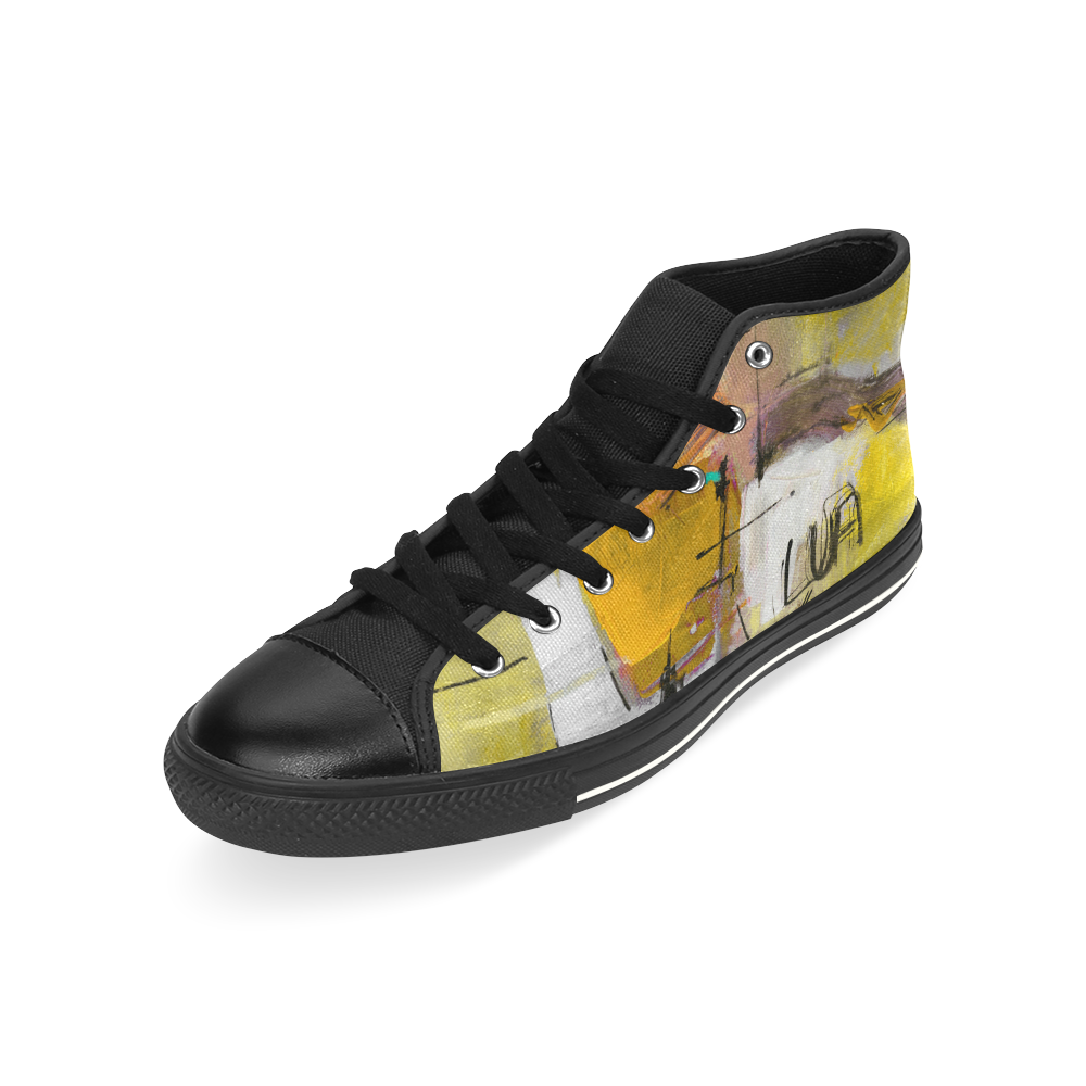 Lua yellow High Top Canvas Shoes for Kid (Model 017)
