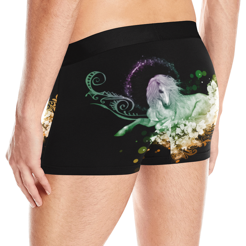 Beautiful unicorn with flowers, colorful Men's All Over Print Boxer Briefs (Model L10)