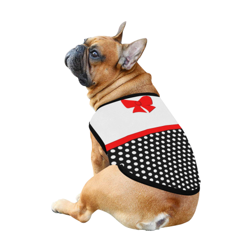 Polka Dots Black with Red Bow All Over Print Pet Tank Top
