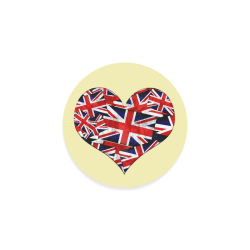 Union Jack British UK Flag Heart Yellow Round Coaster