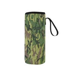 Military Camo Green Woodland Camouflage Neoprene Water Bottle Pouch/Small