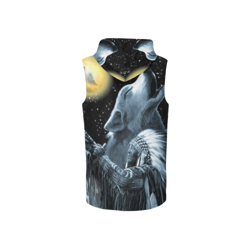 Embrace The Wolf Spirit All Over Print Sleeveless Zip Up Hoodie for Women (Model H16)