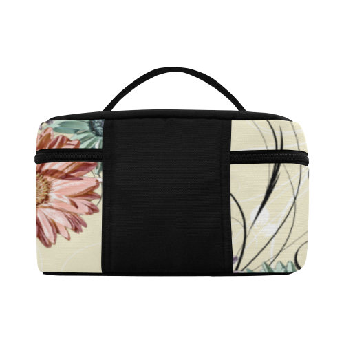 Flowers on Yellow Cosmetic Bag/Large (Model 1658)
