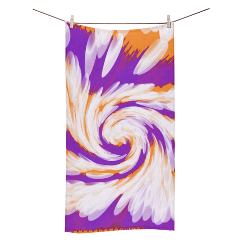 Purple Orange Tie Dye Swirl Abstract Bath Towel 30"x56"