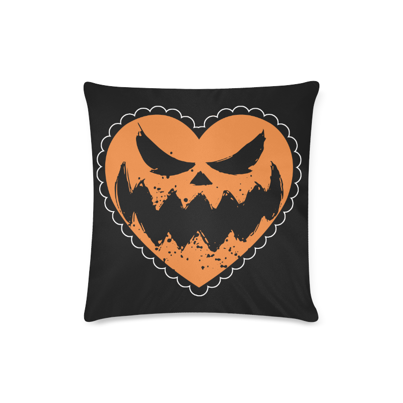 Pumpkin_face_heart_ Pillow Custom Zippered Pillow Case 16"x16"(Twin Sides)