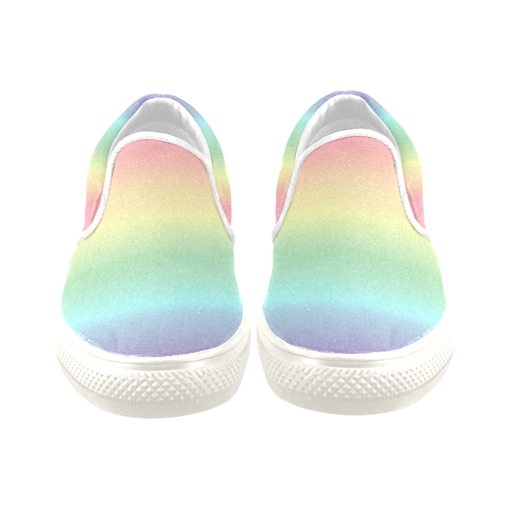 Pastel Rainbow Slip-on Canvas Shoes for Men/Large Size (Model 019)
