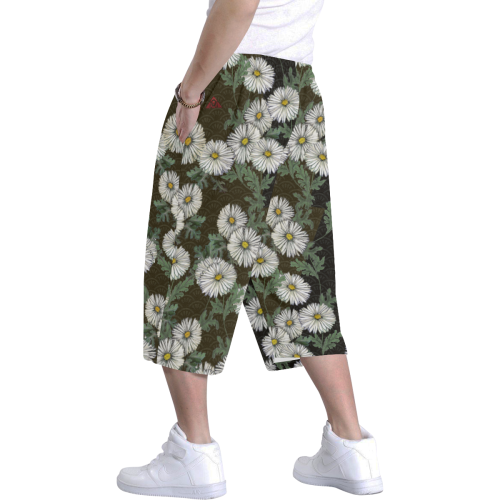 The Lowest of Low Daisies Black Men's All Over Print Baggy Shorts (Model L37)