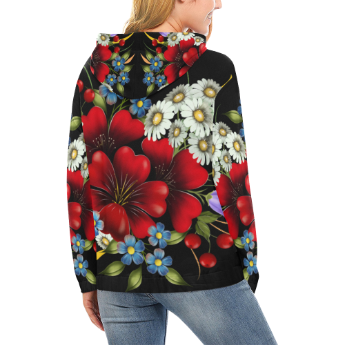 Bouquet Of Flowers All Over Print Hoodie for Women (USA Size) (Model H13)