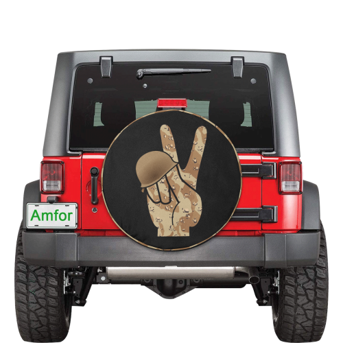Desert Camouflage Peace Sign 30 Inch Spare Tire Cover