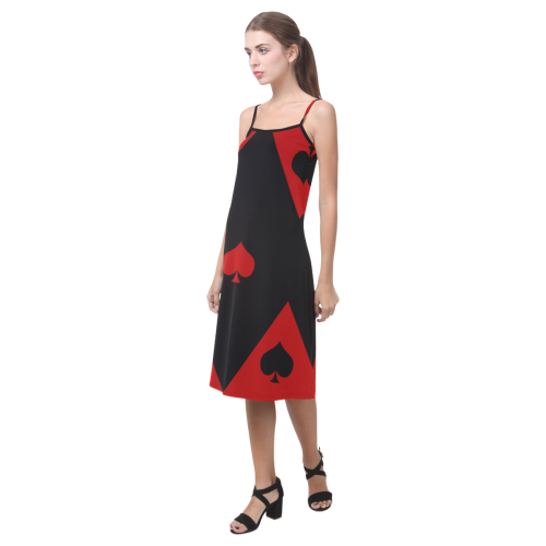 Las Vegas Black Red Play Card Shapes Alcestis Slip Dress (Model D05)