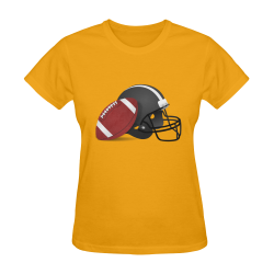 Sports Football and Football Helmet Gold Sunny Women's T-shirt (Model T05)