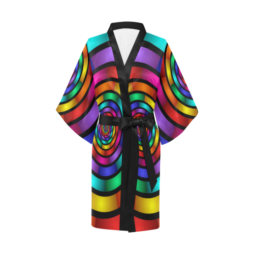 Round Psychedelic Colorful Modern Fractal Art Graphic Kimono Robe