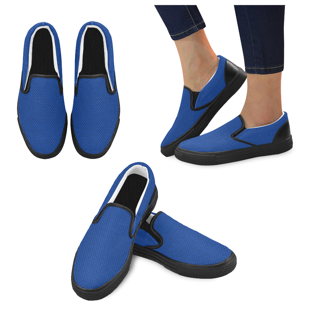 Blue Gearwork Men's Slip-on Canvas Shoes (Model 019)