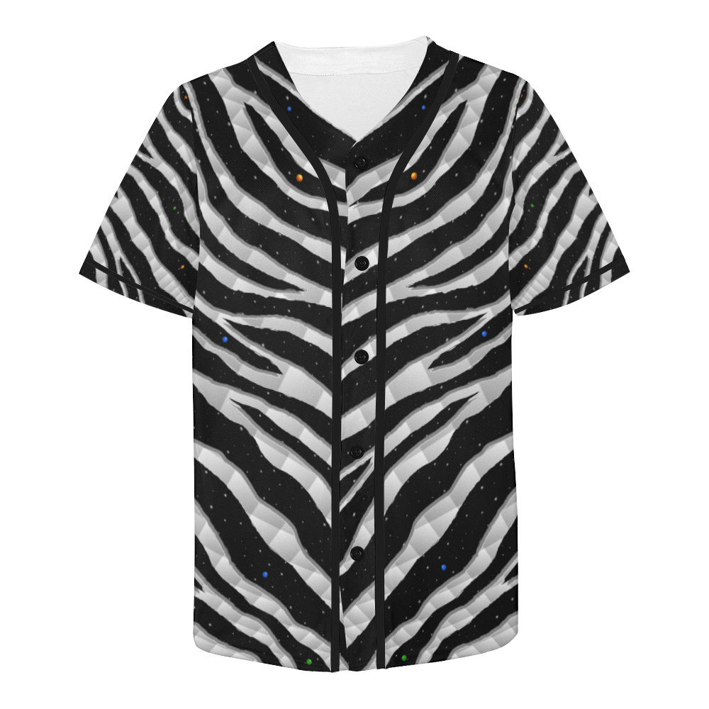 Ripped SpaceTime Stripes - White All Over Print Baseball Jersey for Men (Model T50)