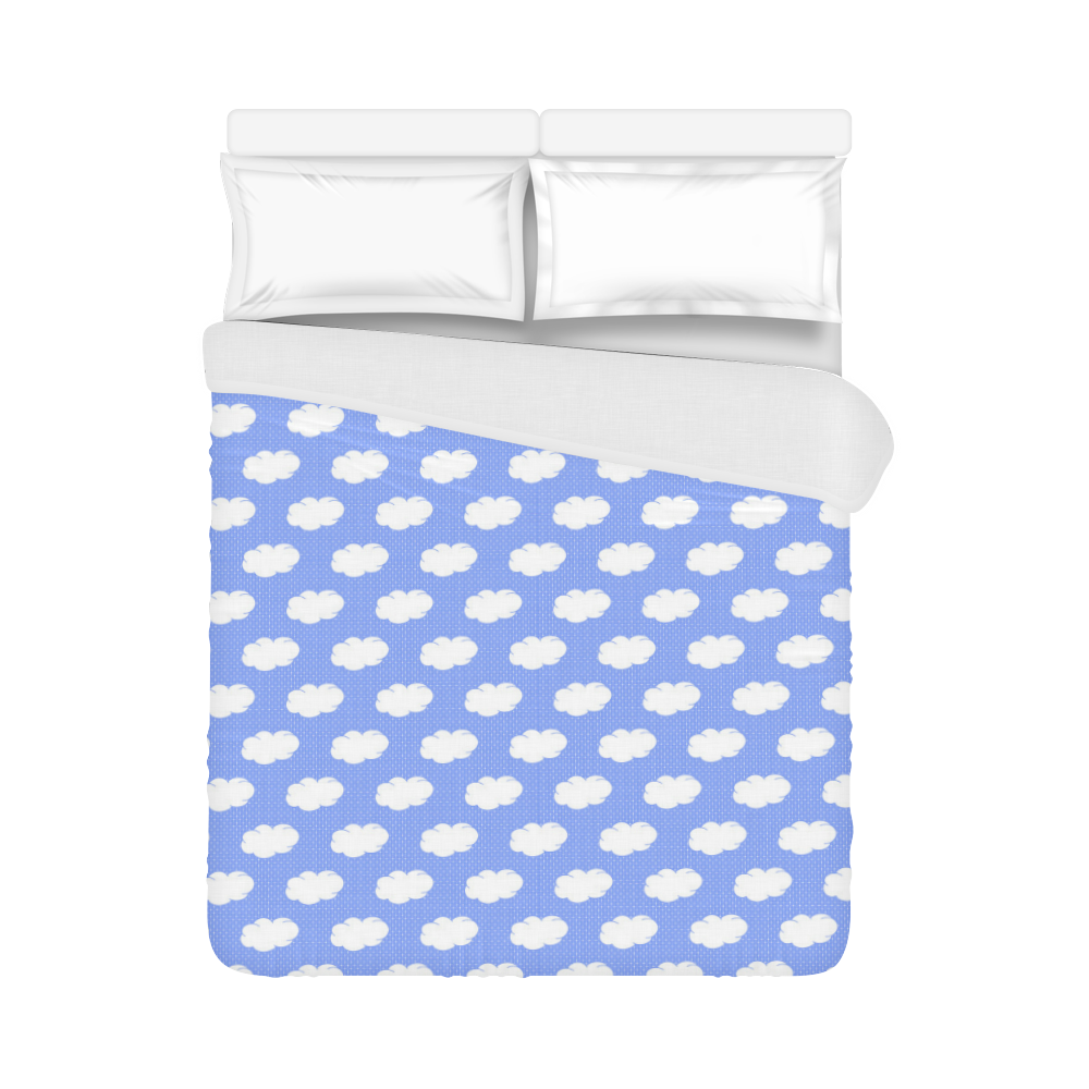 Clouds and Polka Dots on Blue Duvet Cover 86"x70" ( All-over-print)