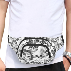 cloudy Skulls B&W by JamColors Fanny Pack/Small (Model 1677)