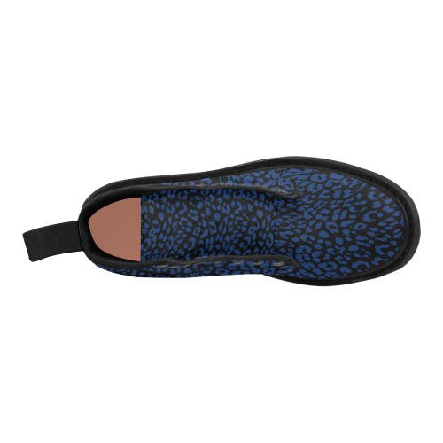 Blue Animal Pattern Martin Boots for Women (Black) (Model 1203H)
