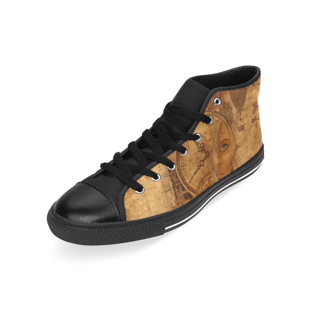 A Time Travel Of STEAMPUNK 1 Men’s Classic High Top Canvas Shoes /Large Size (Model 017)
