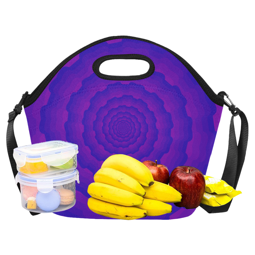 Blue purple spiral Neoprene Lunch Bag/Large (Model 1669)