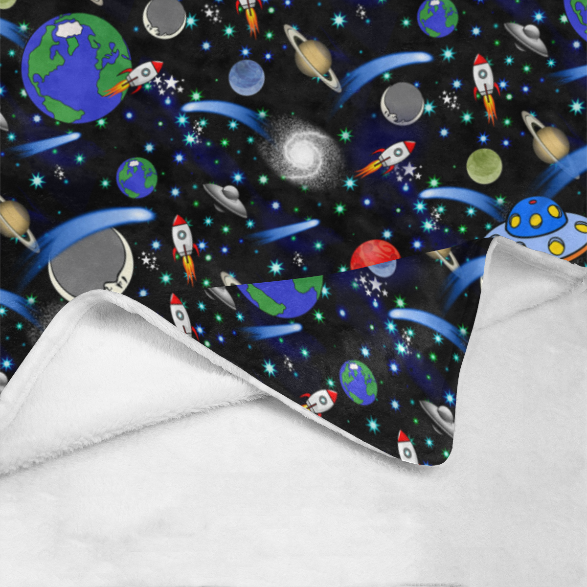 Galaxy Universe - Planets, Stars, Comets, Rockets Ultra-Soft Micro Fleece Blanket 40"x50"