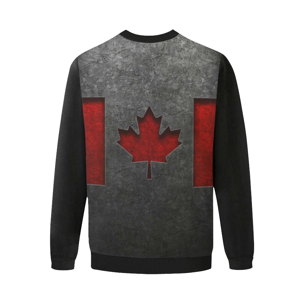 Canadian Flag Stone Texture Men's Oversized Fleece Crew Sweatshirt/Large Size(Model H18)