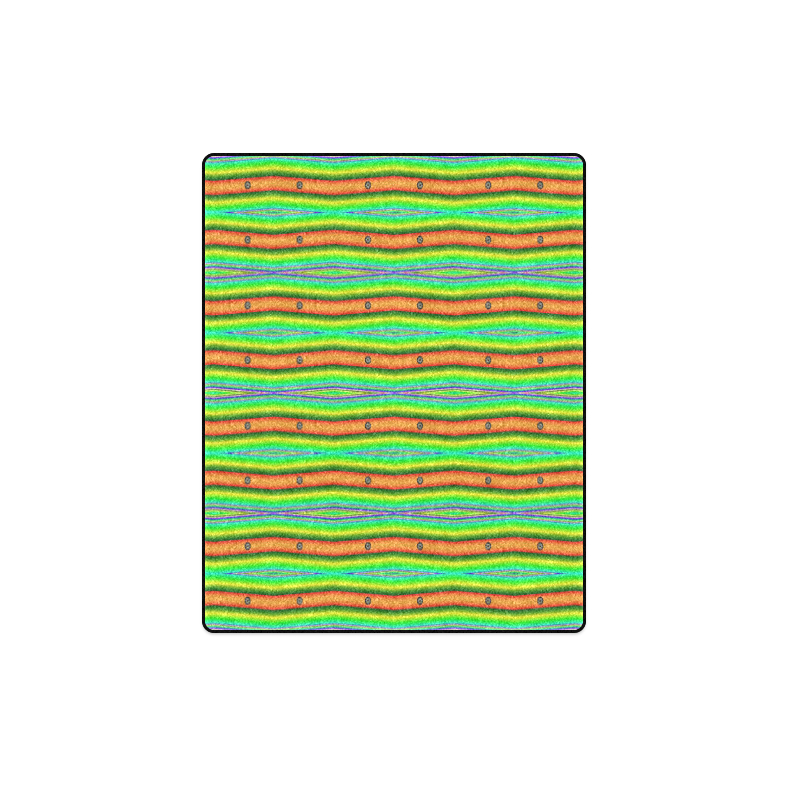 Bright Green Orange Stripes Pattern Abstract Blanket 40"x50"
