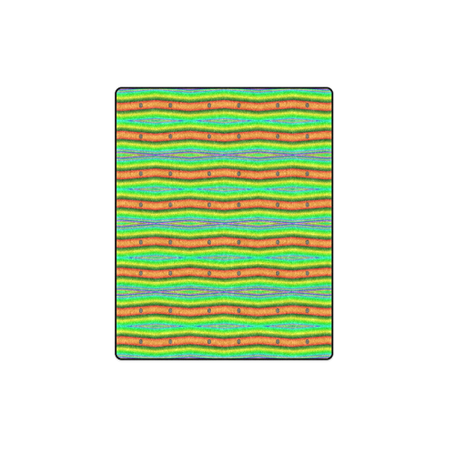Bright Green Orange Stripes Pattern Abstract Blanket 40"x50"
