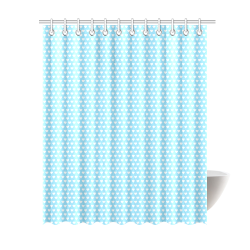 Baby Blue Hearts Shower Curtain 69"x84"