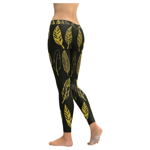 Golden Feather Women's Low Rise Leggings (Invisible Stitch) (Model L05)