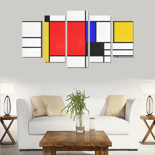 Bauhouse Composition Mondrian Style Canvas Print Sets A (No Frame)