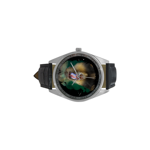An Awesome Colorful Mandrill Men's Casual Leather Strap Watch(Model 211)