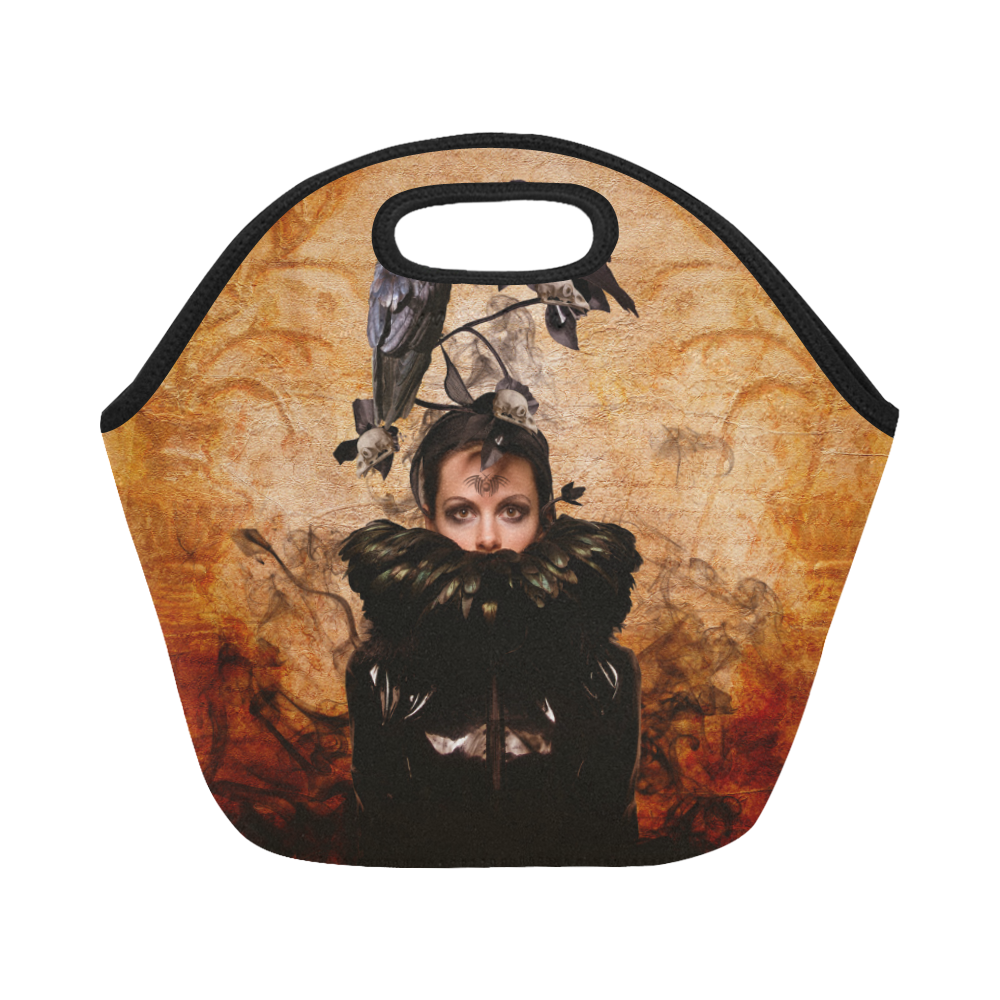 Mysteryious Crow Woman Neoprene Lunch Bag/Small (Model 1669)