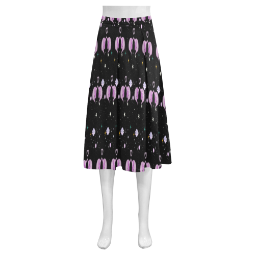 galaxy unicorn Mnemosyne Women's Crepe Skirt (Model D16)