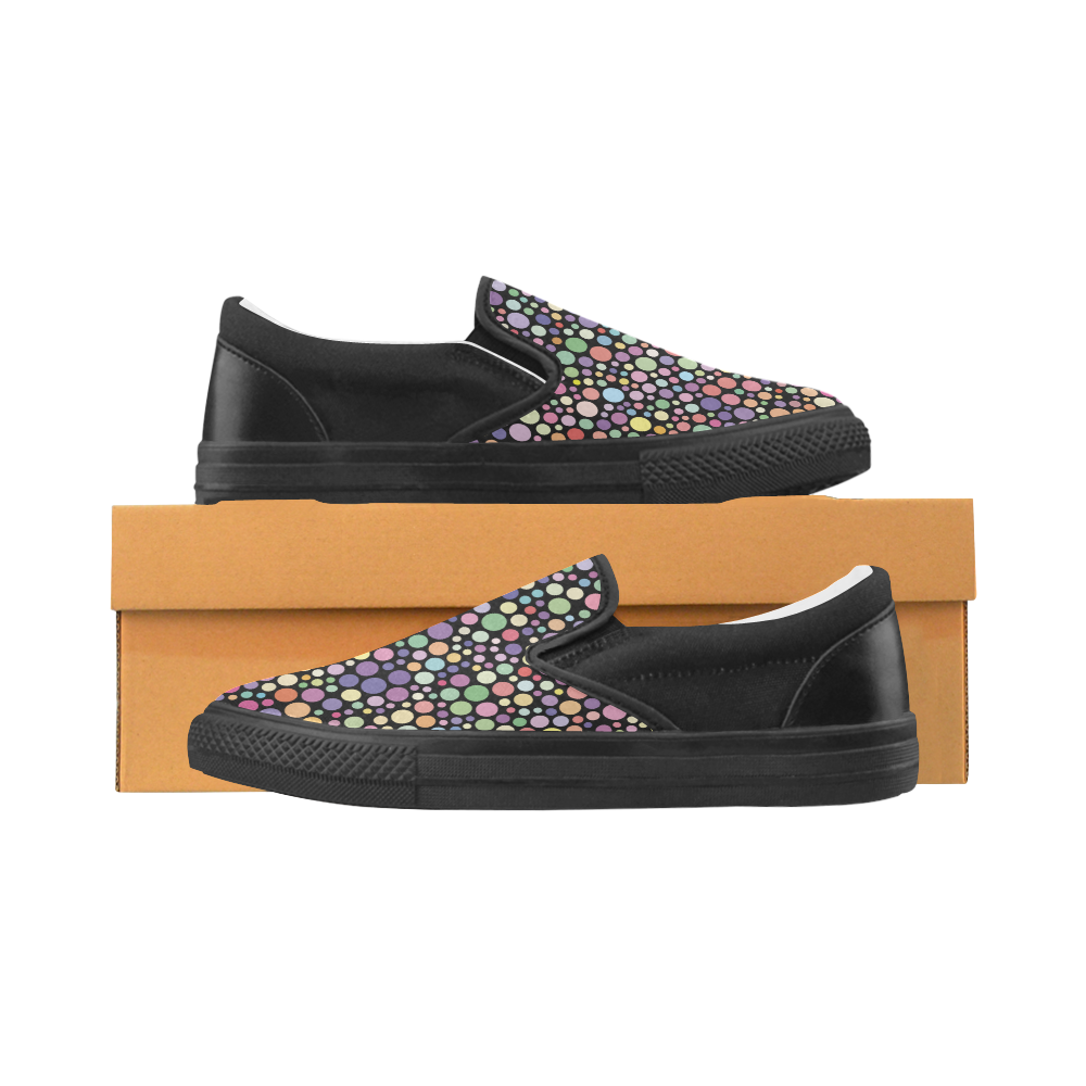 Colorful dot pattern Women's Unusual Slip-on Canvas Shoes (Model 019)