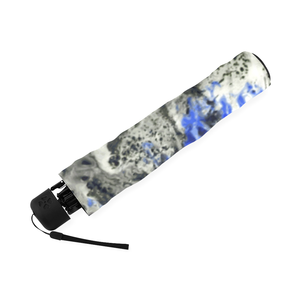 Luminous Gore (blue) - grey silver black blue abstract splash Foldable Umbrella (Model U01)