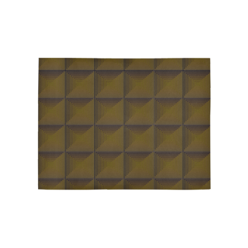 Dark bronze multicolored multiple squares Area Rug 5'3''x4'