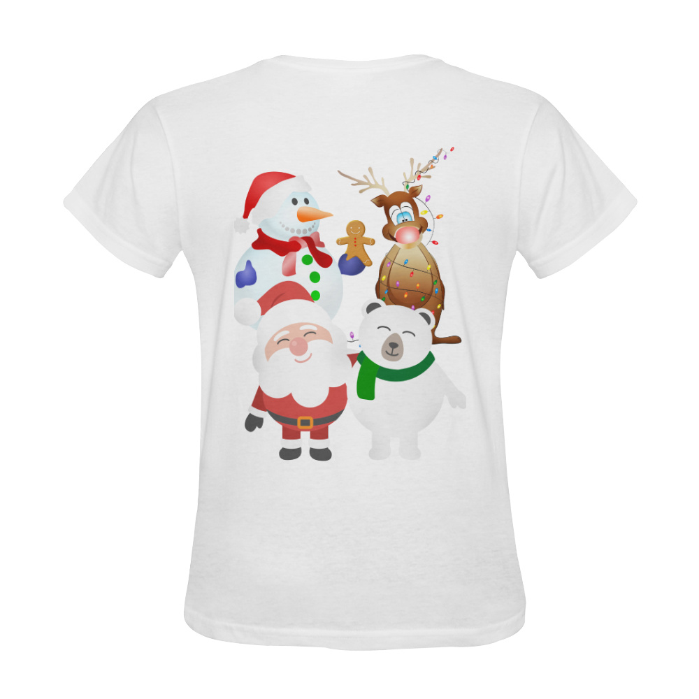 Christmas Gingerbread, Snowman, Santa Claus Sunny Women's T-shirt (Model T05)