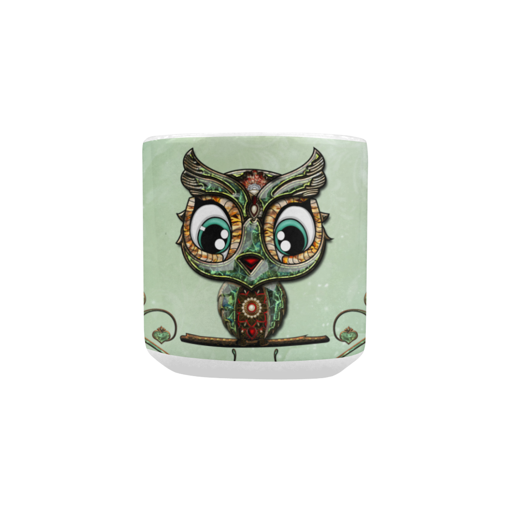 Cute little owl, diamonds Heart-shaped Morphing Mug