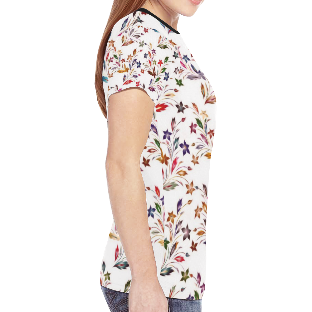 Vivid floral pattern 4182B by FeelGood New All Over Print T-shirt for Women (Model T45)