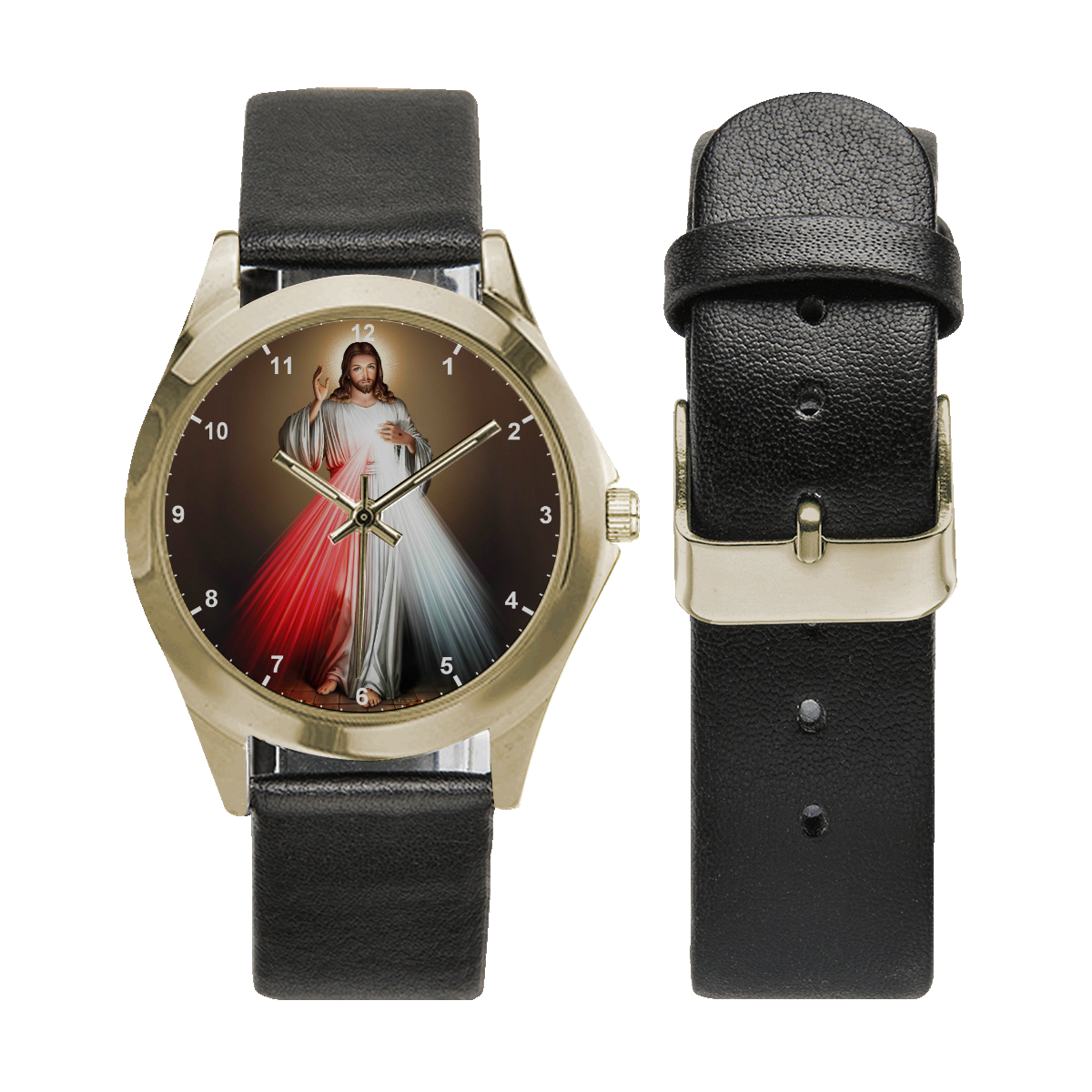 Jesus Christ Unisex Silver-Tone Round Leather Watch (Model 216)