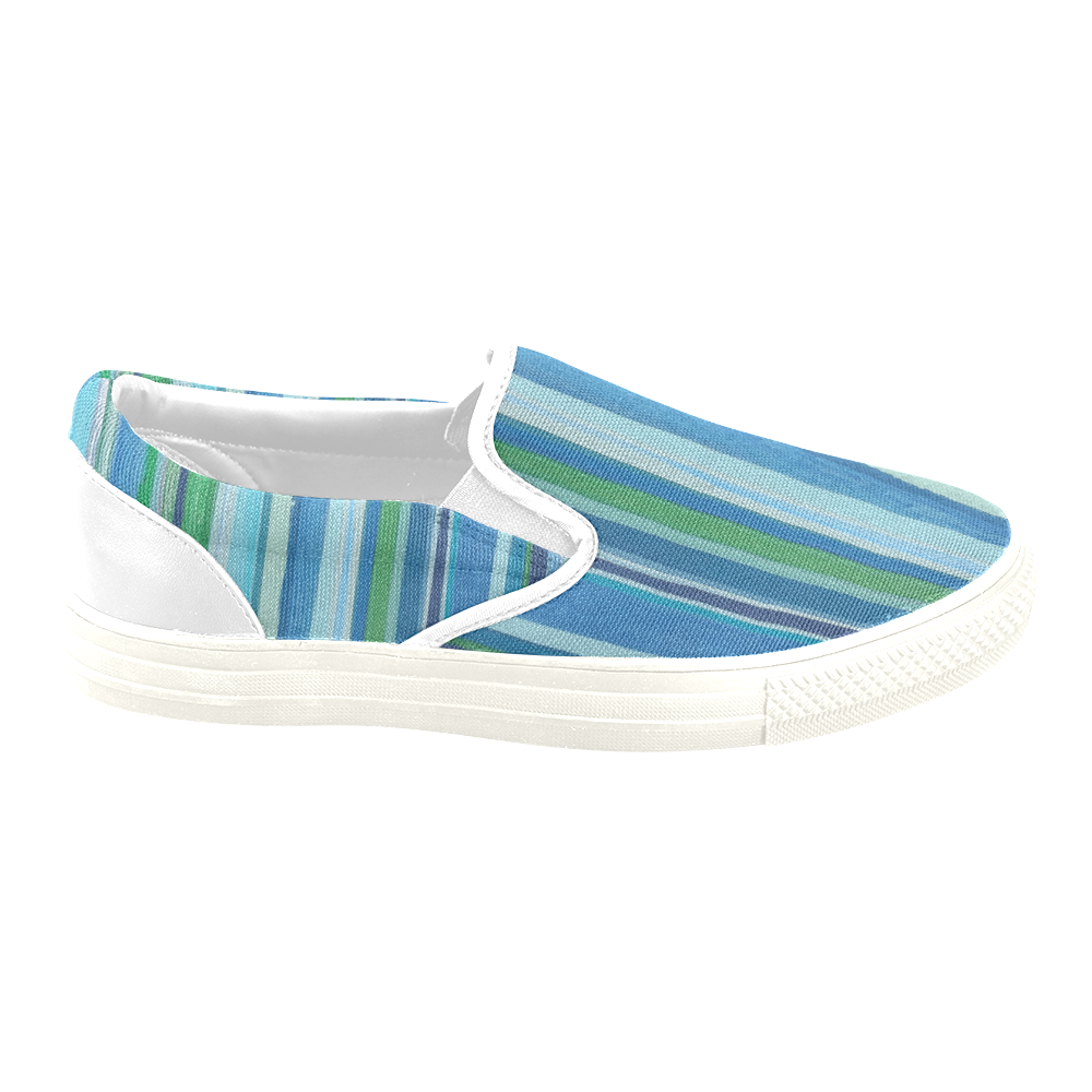 painted stripe in white trim Slip-on Canvas Shoes for Men/Large Size (Model 019)